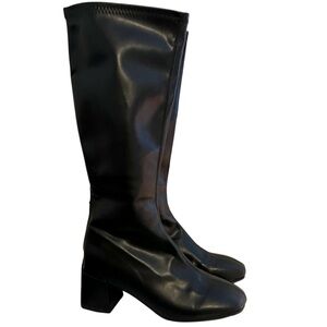 Women’s Black Over the Calf Chunky Heel Boot